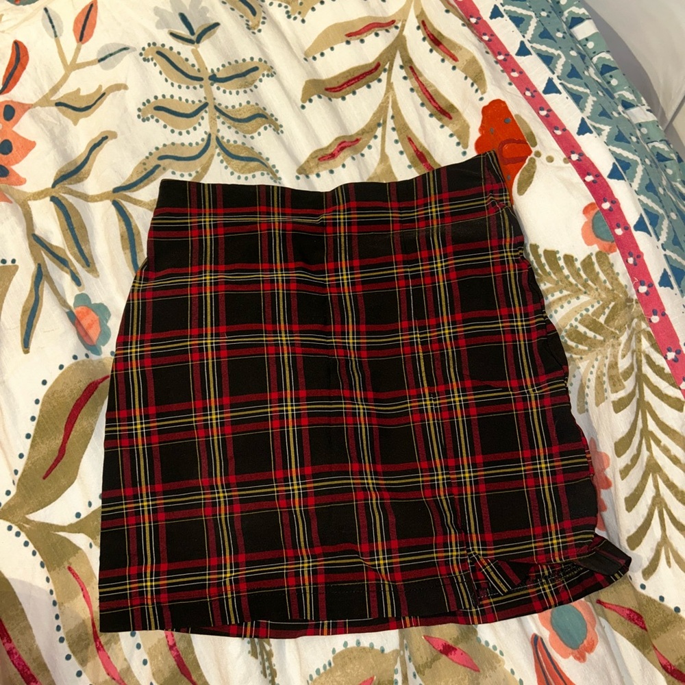Topshop Plaid Mini Skirt - Red and Black